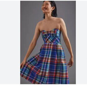 Maeve Plaid A-Line Silk Blend Mini Retro Dress | Anthropologie | Size 10